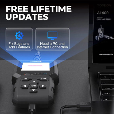 AL400 OBD2 Scanner For Cars And Light Trucks, Full OBDII Code Reader with laptop connection and lifetime software updates