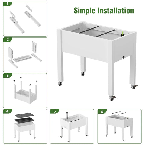 Assembly steps for Elevated Raised Garden Bed With Wheels Portable Resin Planter Box For Vegetables Flowers And Herbs Outdoor