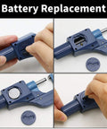 Battery replacement for Digital Micrometer 0 To 25 mm And 0 To 1 Inch, Pro Grade Precision With Ultra Precise 0.00005 Inch Resolution
