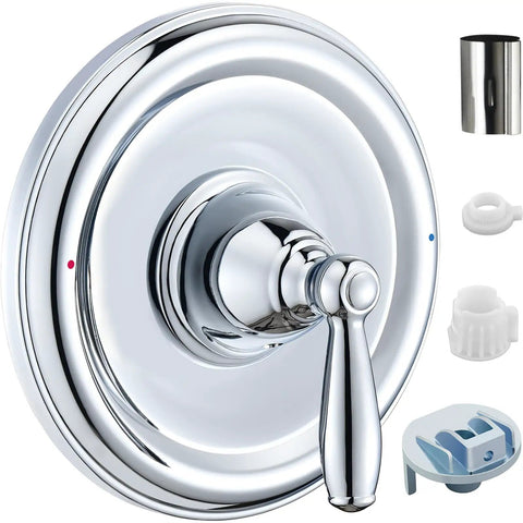 Pressure Balancing Tub And Shower Trim Kit Chrome, Compatible With Posi-Temp Valve, No-Fuss Lever Handle With Red And Blue Temperature Indicator