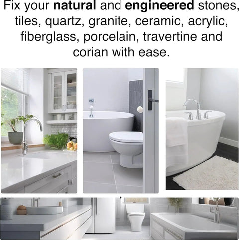 Countertop Repair Kit For Marble Granite Quartz Porcelain Tile And More Clear Finish With Polisher And Easy DIY Chip Repair