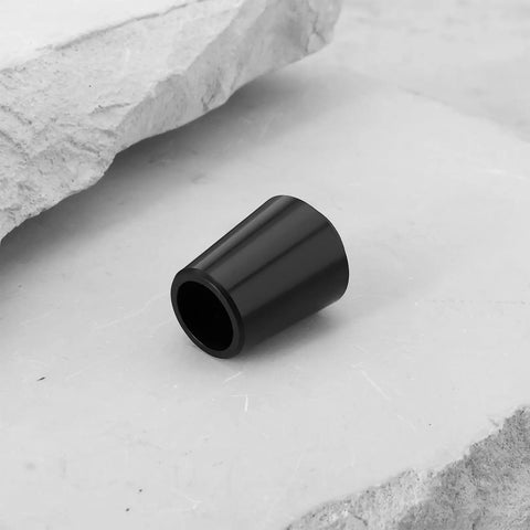 Close-up of single 0.335 inch golf club shaft ferrule, black, for Titleist GT TSi TSR TS 1 2 3 4 and 910 913 driver models, 16mm long.
