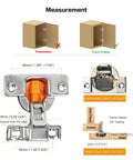 Short Arm Cabinet Hinges For Face Frame Cabinets For DIYers With Three Quarters Inch Overlay 105 Degree Opening Soft Close 35mm Cup 12mm Thickness Fits Doors Five Eighths To One Inch 100 Pack 50 Pairs Cold Rolled Steel Titanium Finish measurement guide