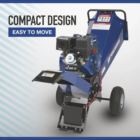 Rotor Wood Chipper With 420cc Ducar OHV Engine And Electric Start, 3600 Max RPM, compact design with wheels and chute