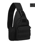Rugged Tactical Crossbody Bag For Men With Water Bottle Holder MOLLE EDC Sling Pack With USB Charging Port in black