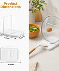 Say Goodbye To Soggy Counters With This Foldable Pot Lid Holder And Spoon Rest Durable Slow Cooker Stand Non Slip Design showing dimensions on a kitchen counter.