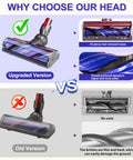 Comparison of upgraded Cordless Vacuum Head Replacement with anti-tangling brush for V7 V8 V11 V15 and old version without vane
