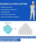MR.SIGA microfiber cleaning cloths, 24-pack, 12.6 x 12.6 in; teal cloth pictured next to a stack of paper towel rolls.