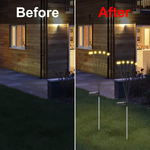 Solar Powered Firefly String Lights Outdoor Waterproof 3000K Warm White 2 Pack With Six Matte Globe LEDs Swaying In The Breeze To Create A Romantic Cozy Vibe In Your Yard Garden Patio Pathway Decor