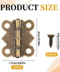 Fifteen Pcs Jewelry Box Hinges Set With Sixty Screws Antique Bronze Small Hinges Showing Size and Dimensions