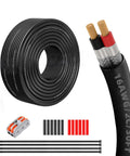 16 Gauge Two Conductor Shielded Wire Built For Automotive And Electronics, 30 Foot UL2464 Cable shown coiled with accessories