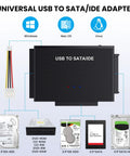 Hard Drive Reader USB 3.0 To SATA IDE Adapter Kit For Universal 2.5 Or 3.5 HDD SSD, USB to SATA/IDE adapter with cable and drives
