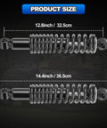 Rear Golf Cart Shock Absorbers Heavy Duty With Steel Springs And Matte Black End Links Solid Replacement Suspension Kit For Yamaha G16 G19 G22 G29 Gas Whips Ready To Roll size measurement 12.8 inch and 14.4 inch.
