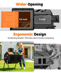 Dual Chamber 45 Gallon Compost Tumbler With 360 Degree Rotating Design for Outdoor Use showcasing easy assembly and ergonomic features