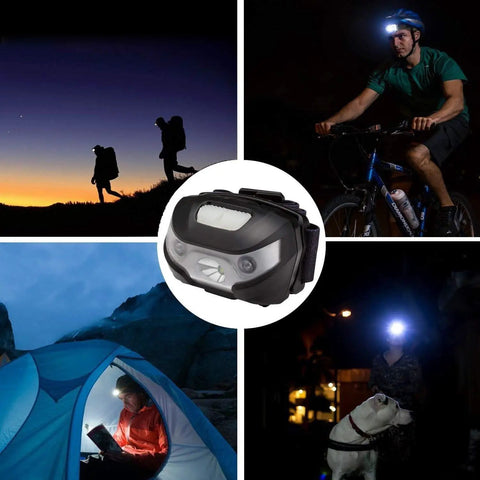 Rechargeable LED Headlamp 3 Pack For Camping And Hiking Boss Bright with 5 Modes in various outdoor settings