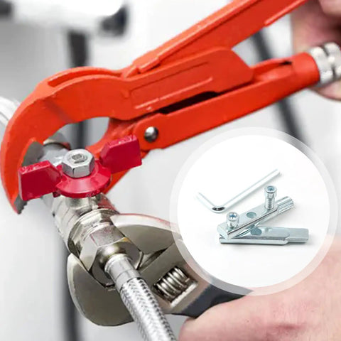 Universal Damaged Fastener And Pipe Thread Remover Tool For Broken Bolts Faucets And Pipes 4 Inch And 6 Inch in use on pipe fitting