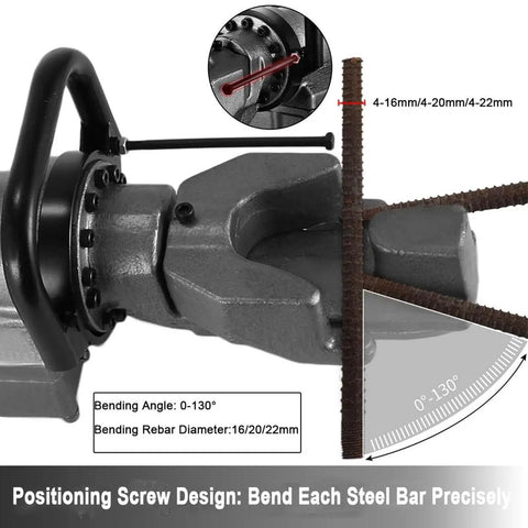 Heavy Duty Electric Rebar Bender Machine 1200W Hydraulic Steel Bar Bender for precise bending angles up to 130 degrees.