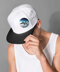 Person wearing a cap adorned with a Fighter Jets Button Pins 1 Pc 2.4 Inch Round Metal Badges With Personalized Photo Pins.