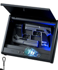 Biometric Pistol Safe With Quick Access Fingerprint, Voice Guided Navigation, Interior Light, Type C Port, Mute Mode, open view.