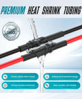 Premium 2 Pin Automotive Waterproof Connector Kit With Removal Tool Sealed Male Female Terminals For Car Truck Marine Boat Motorbike Wiring Repairs Fits 14-18 AWG Heavy Duty Electrical Harnesses heat shrink tubing sealing two wires