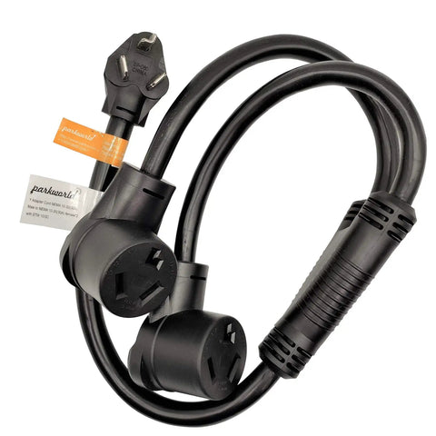Do It All Dryer Power Splitter 240V 30 Amp NEMA 10-30P to Dual 10-30R Receptacles Y Adapter Cord 3 Feet Heavy Duty 7500W