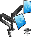 Dual Monitor Desk Arm Mount For 22 To 32 Inch Screens Height Adjustable Vesa 75x75 Or 100x100 Compatible Supports 4.4 To 17.6 Lbs