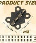 12Pcs Antique Bronze Butterfly Hinges 0.79 x 0.67 Inch With 48 Screws for small projects, includes product dimensions and screw count.