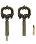 Runseaway 2pc antique brass lamp turn keys with ornate heart-shaped bows, 1/2in extension, metal socket knobs for lamps