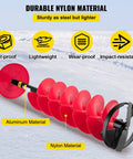 8 Inch Nylon Ice Fishing Auger Kit With 14 Inch Extension Rod And Drill Adapter, red auger on frozen ice