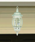 Three Light Outdoor Hanging Lantern In White Finish With Clear Beveled Glass 20 Inch Die Cast Aluminum Fixture Damp Location Rated
