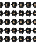 Heavy Duty 30 Pack Of 1/4-20 Six Point Star Knobs With Reinforced Brass Inserts arranged in rows for easy jig making and clamping.
