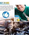 Mechanic using Spark Plug Thread Repair Kit Stainless Steel Car Repair Tool Set With M14x1.25 Thread Inserts And M16x1.25 Tap