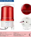 Industrial Signal Alarm Tower Light With LED Rotating Strobe And Mad Loud Buzzer 110V AC Emergency Warning Lamp Red 120dB