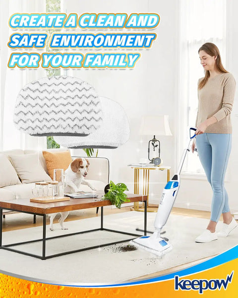 Six Pack Steam Mop Pads For Bissell PowerFresh 1940 1544 1440 Series Replacement Microfiber Rags in living room setting