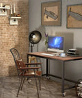 Smooth Ride Rolling Computer Desk With Lockable Wheels And Heavy Duty Steel Frame Portable Laptop Workstation with brown wood top.