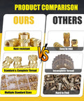 Comparison of Brass Heat Set Threaded Inserts Kit For Plastic And 3D Printing vs other brands showing rust resistance and thread quality.