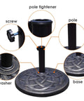 Heavy Duty Cast Iron Umbrella Base For Patio And Garden, 43lb Round Market Stand With Classic Bronze Finish, close-up details