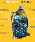 Willis Stem Bag For Bike Handlebar Quick Access Drawstring Pouch with water bottle, snacks, and gear in blue waterproof design.