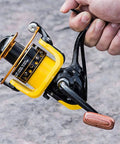 High Speed Fishing Reel With Gear Ratio Five Point Two To One Yellow Metal Casting Reel For Freshwater And Saltwater