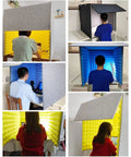 Plug And Play Portable Vocal Booth With Acoustic Isolation Shield And Dense Foam Panels For Straight Fire Mic Vocals in various setups.