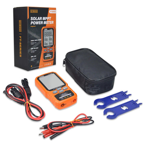 No Nonsense Solar Panel Tester Meter Gauges Voc And Isc Up To 2000W With Backlight and data hold in a set with cables and tools.