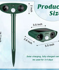 Ultrasonic Outdoor Animal Repellent Deterrent Solar Powered Waterproof Motion Sensor Two Pack Green For Yards Gardens And Lawns With No Nonsense Long Term Behavioral Training To Keep Pests And Wildlife At Bay, green stake, 14.7 inch