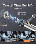 Dual Lens Articulating Borescope Endoscope With Light 5 Foot Reach 1080P HD Camera With Split Screen View And IPS Display Perfect For Auto Repair And Plumbing Inspections Easy To Use In Tight Spaces, 1080P dual-camera lens cutaway