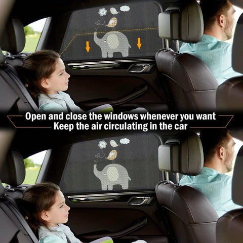 Baby Car Window Shades Breathable Mesh UV Protection Sun Covers Universal Fit Stretchable for Toddlers Kids and Pets