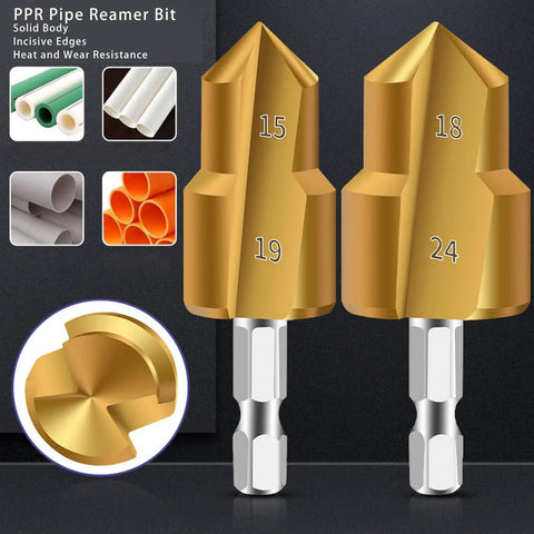 Heavy Duty High Carbon Steel PPR Pipe Reamer Kit With Hex Shank Step Drill Bits For PVC Expander And Deburring Plumbing Maintenance Tools That Get The Job Done Super Fast., 15 18 19 24mm hex shank pipe reamer bits for PVC and PPR pipe deburring