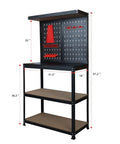 31.5 Inch Heavy Duty Workbench With Pegboard And Double Storage For Garage Workshop Multipurpose Tool Organizer Sturdy Steel Frame And Particle Board Surface For Durable Easy Access Tool Station