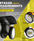 Detailed view of Luggage Wheels Replacement Kit For Suitcases Universal Spinner Wheels Wear Resistant Mute Casters with measurements