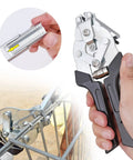 Type M Hog Nail Ring Pliers Kit With 2400 M Clips for fence fastening, close-up view of pliers in hand and clips application