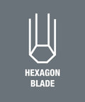 Illustration of a hexagon blade, symbolizing the Ball End Hex Screwdriver 4.0 X 100 mm With Ballpoint Tip Ergonomic Kraftform Handle Multi Component Grip Quick Find Markings For Easy Tool Sorting Czech Made Quality.
