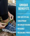 Person tying Mosquito Repellent Bracelets For Kids And Adults, DEET-Free, Plant-Based Essential Oils around ankle outdoors